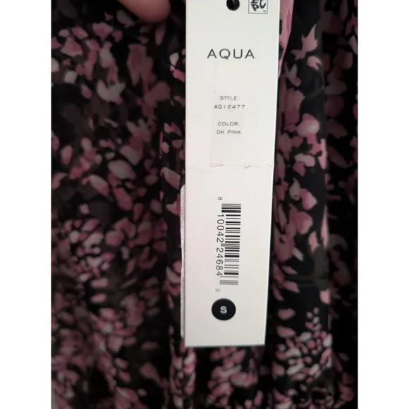 Women's AQUA Black Pink Floral Smocked Mini Dress S - Picture 9 of 9